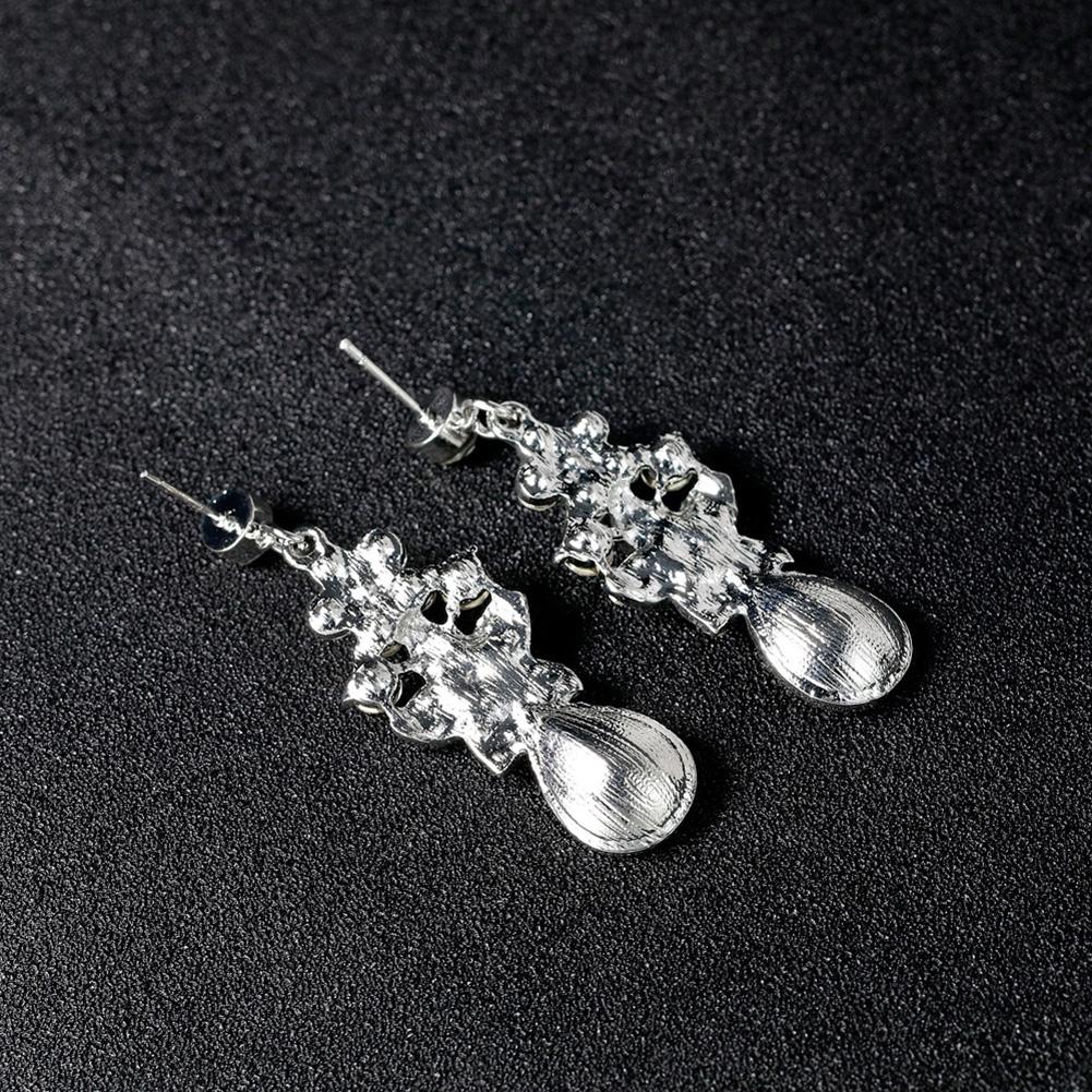Women Bridal Multi-color Jewelry Set Elegant Fashionable Diamond Alloy Necklace + Earring Set