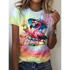 2026 Sommer Rundhals Damen T-Shirt Mode 3D Hawaiianischer Papagei Vogel Druck Kurzarm Cartoon Lässig