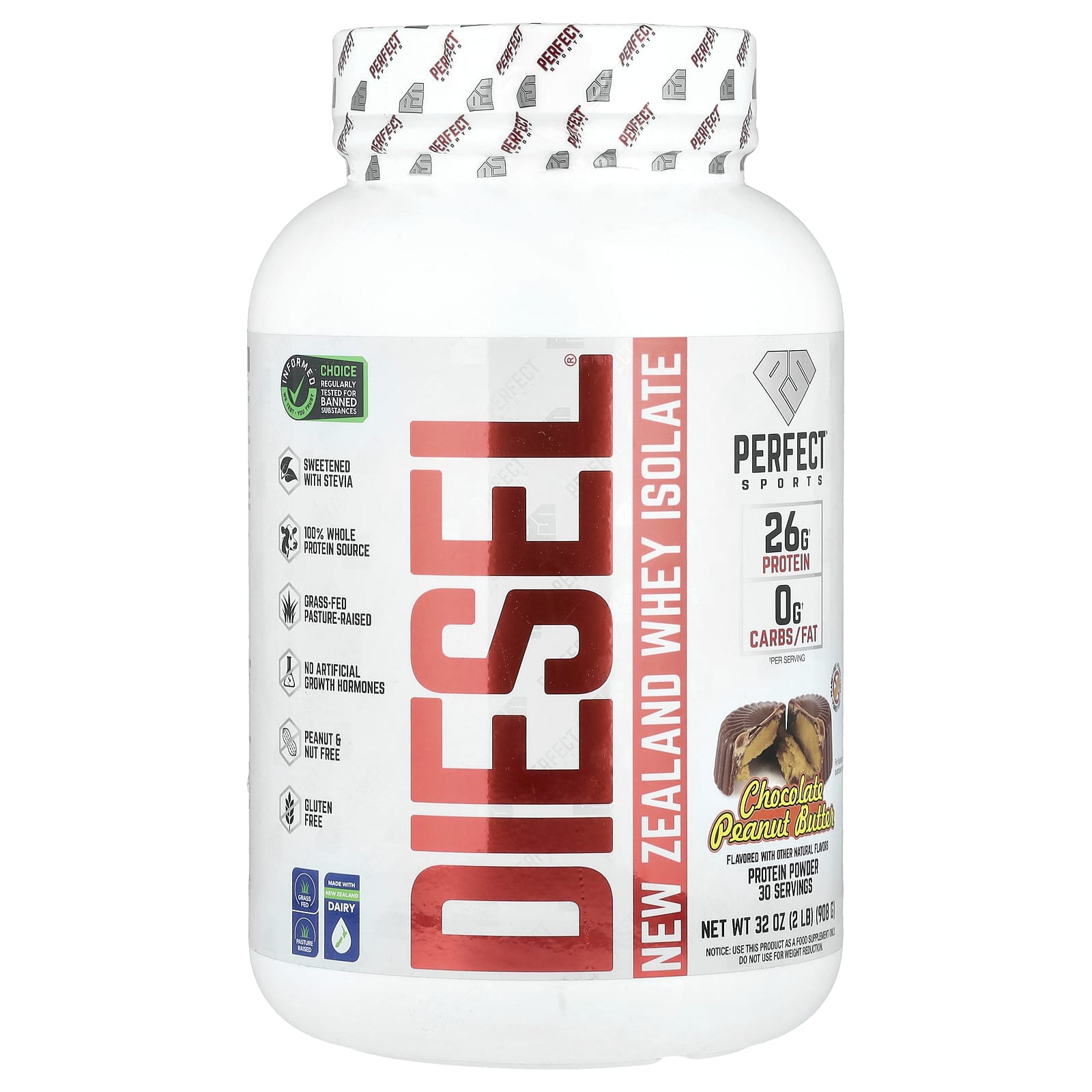 

Diesel, New Zealand Whey Isolate, Chocolate Peanut Butter, 908G (2Lbs)