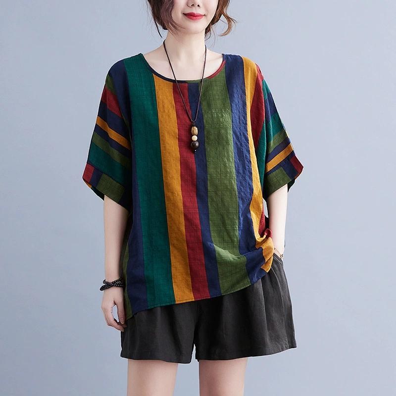 Plus Size Women's Casual Shirt, Floral Print Round Neck Lantern Sleeve Loose Top, Women's Office Casual Top