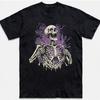 Skeleton Purple Smoke Gothic 90s T Shirt Retro Horror Vintage Washed Comfortable Streetwear Versatile Homme Casual Slightly