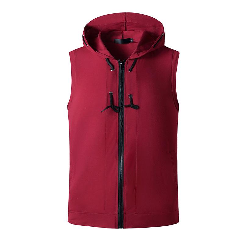 Men's Summer 2021 Fitness Hooded Vest - Casual Sleeveless T-shirt for Europe & America