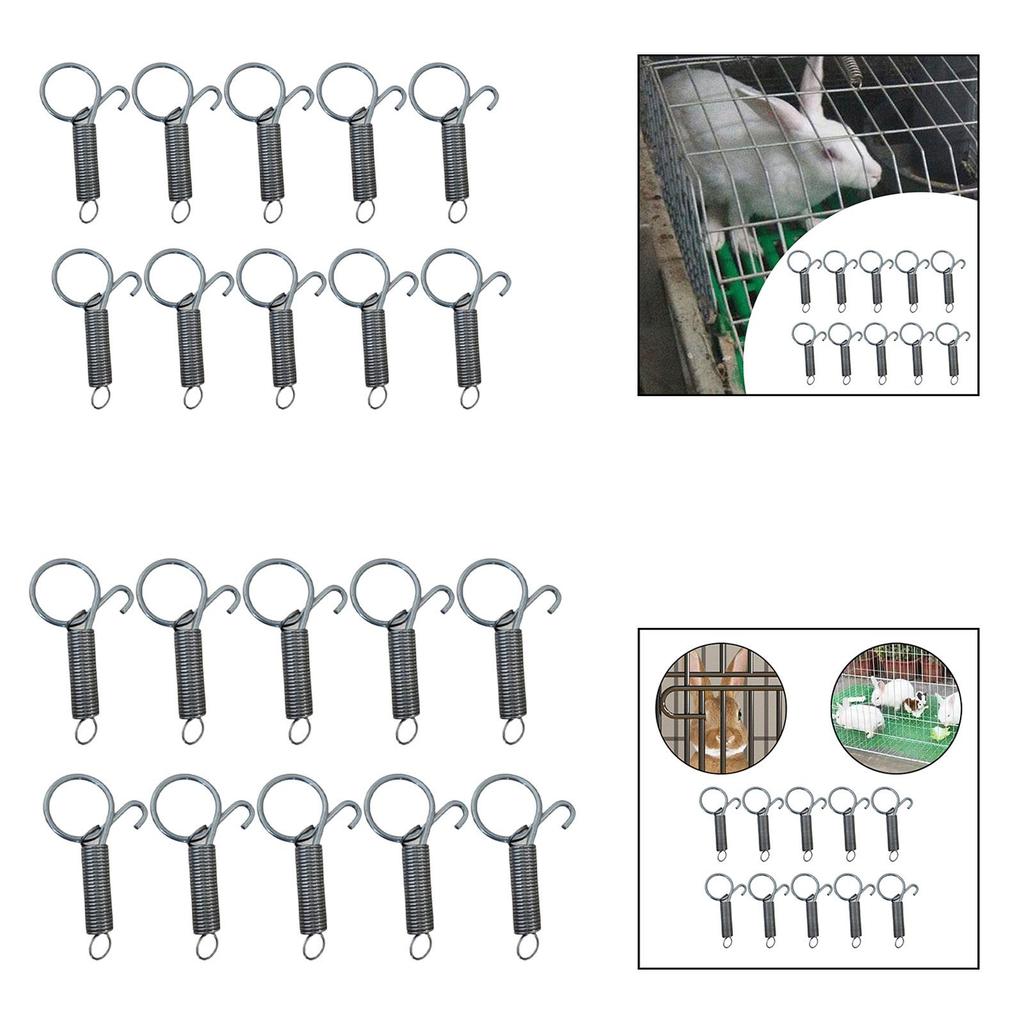 100x Käfigtür Federhaken Federkäfig Riegel Schlösser Stabile Metall Stahlringe für Eichhörnchen Chinchilla Lebensräume Häuser Gehege