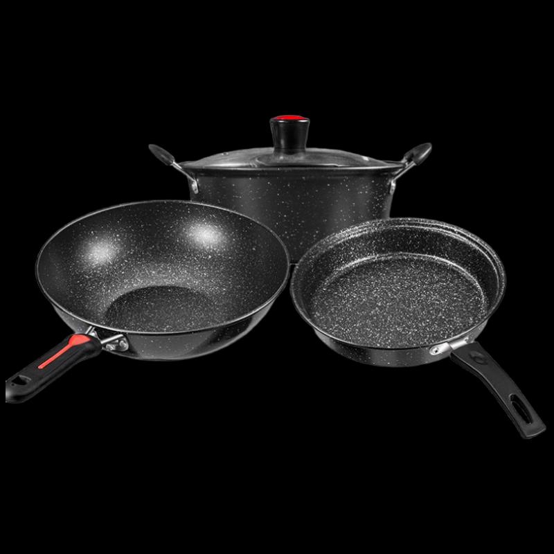 Bach Johann Non-stick Maifan Stone 3-Piece Cookware Set