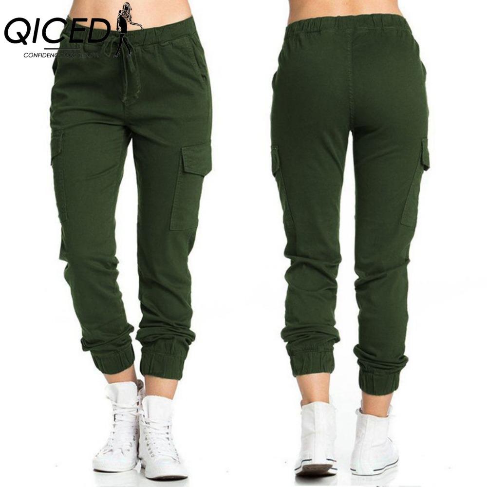 

QICED Женские модные повседневные брюки и капри с принтом однотонного цвета XXL