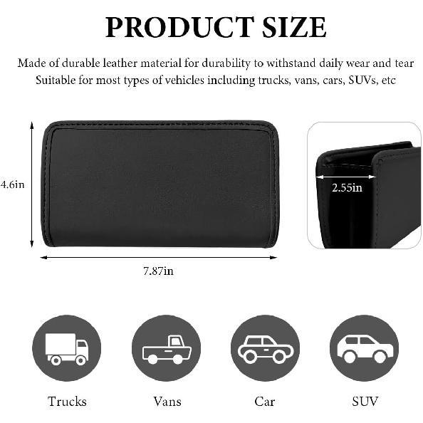 DXNQ Car Trash Can, Leather Foldable Hanging Trash Bag, Multi-Function Mini Storage Box Garbage Can for Car Back Seats and Side Door, Black