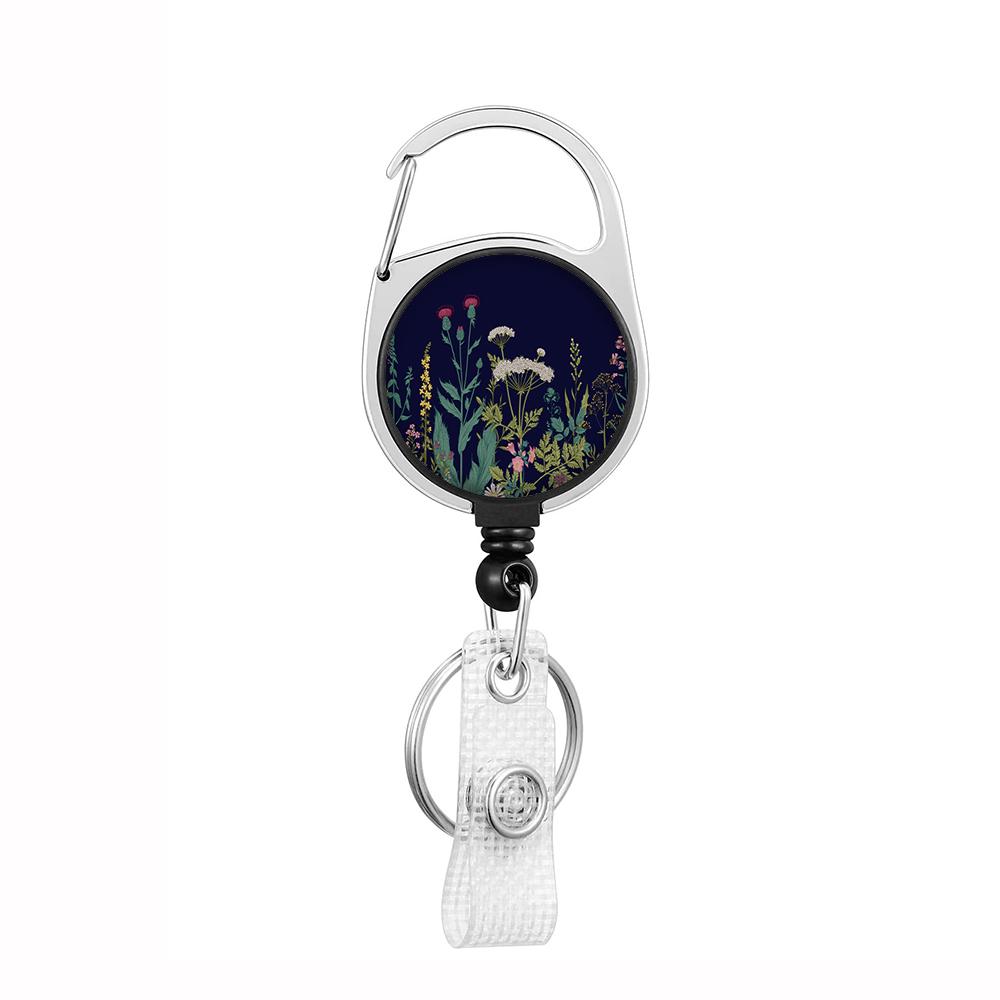 Plant Flowers Clip Lanyards ID Badge Holder Porta Credencial Lanyards Keychain Badge Reel Nurse Retractable Wholesale