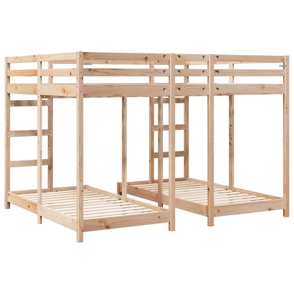 Triple Deck Bunk Bed Frame Brown 160 x 200 cm