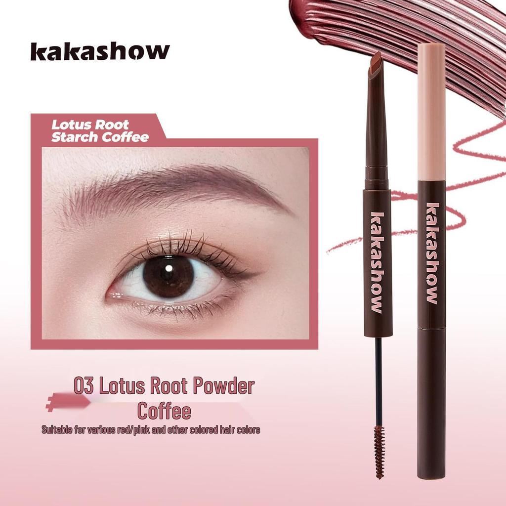 Kakashow Dual-Ended Brow Pencil & Tint: Natural, Waterproof, Sweat- & Smudge-Proof, Long-Lasting 2-in-1.