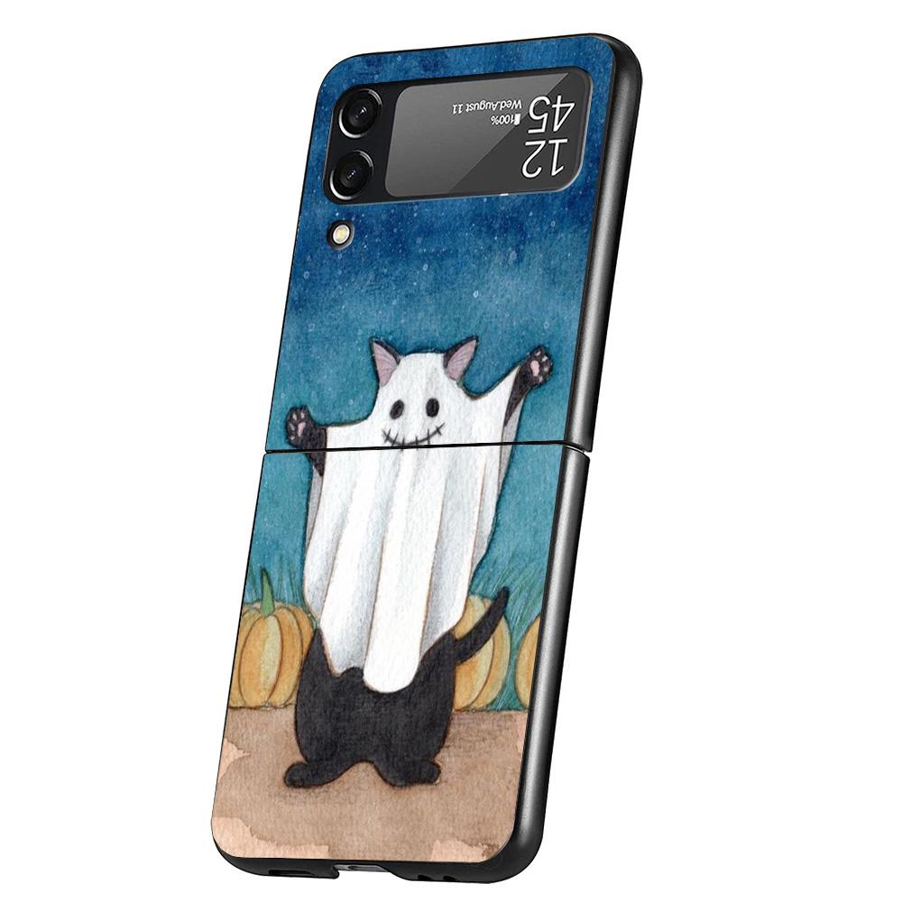Cute Cartoon Lucky Cats Cover Phone Case For Samsung Galaxy Z Flip 7 6 5 4 3 5G Flip7 Flip6 Flip5 Flip4 Flip3 Black Fundas Shell