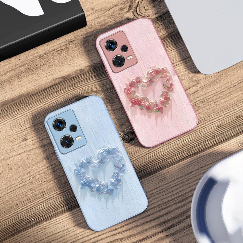 Heart-shaped Flower For Xiaomi 14 Ultra 13 Lite Redmi Note 13 11 Pro 12 Plus Poco X6 3 Pro F4 6 GT Tempered Glass Phone Case