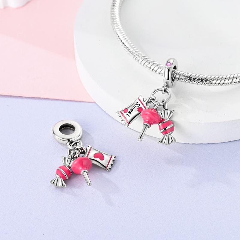 Fits Original Charms Copper Pendant Beads Bow Perfume Bottle Pink Charm For Women Fine Diy Birthday Luxury Jewelry Gifts