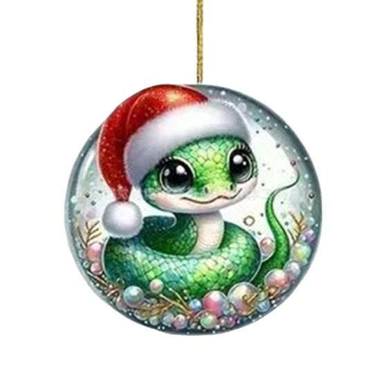 

Рождественское украшение в виде змеи, плоская 2D акриловая мультяшная подвеска в виде змеи, праздничная шапка Санты, украшение в виде змеи для украшения каминной полки на дверь и елку B