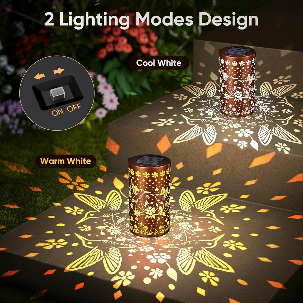 Hummingbird Solar Lanterns Outdoor Waterproof: Mothers Day Gifts for Women Mom Grandma - Decorative Hanging Metal Lanterns for Patio Yard Pathway