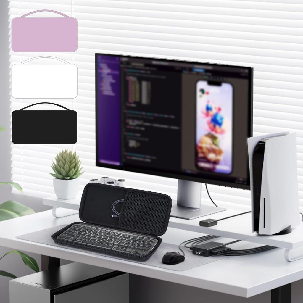 Lebakort Storage Case Compatible with Logitech MX Keys Mini Keyboard KX700 Wireless Keyboard (Pink Case)