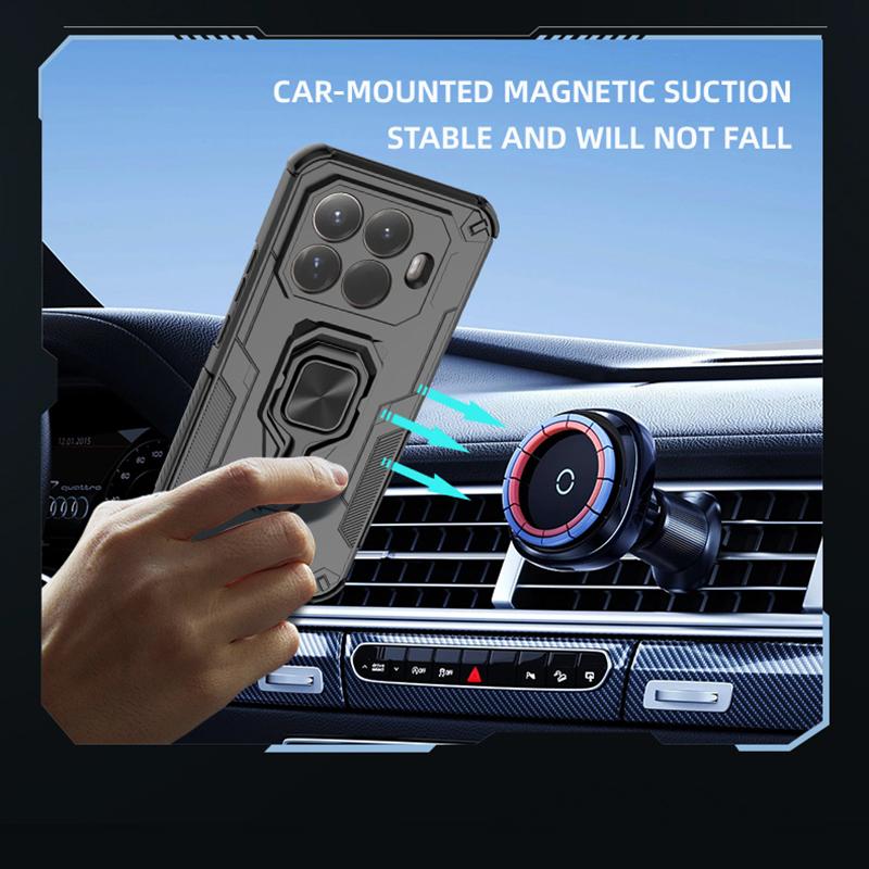 KEYSION Shockproof Armor Case for Xiaomi 15T Pro Silicone+PC Upright Metal Live Ring Stand Phone Cover for Xiaomi 15T 15T Pro 5G