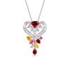 Designer Haute Couture Jewelry Super Fairy Colored Treasure Set Necklace, Light Luxury Full Diamond Ruby Pendant T Square Diamond Stud Earrings Women