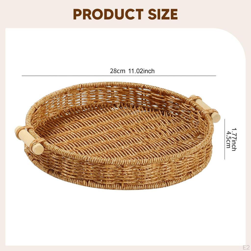 Basket Bread Serving Tray Round Platter for Bedroom Coffee Table Picnic