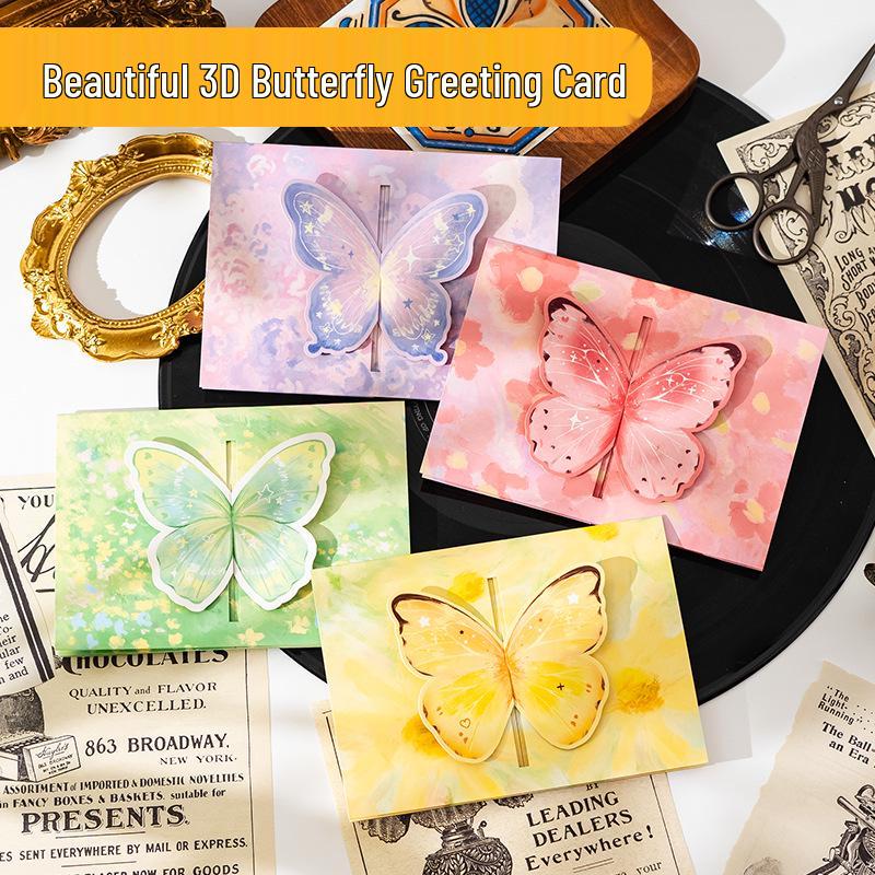 Foldable 3D Butterfly Greeting Card with Envelope - Ideal Gift for Friends or Couples