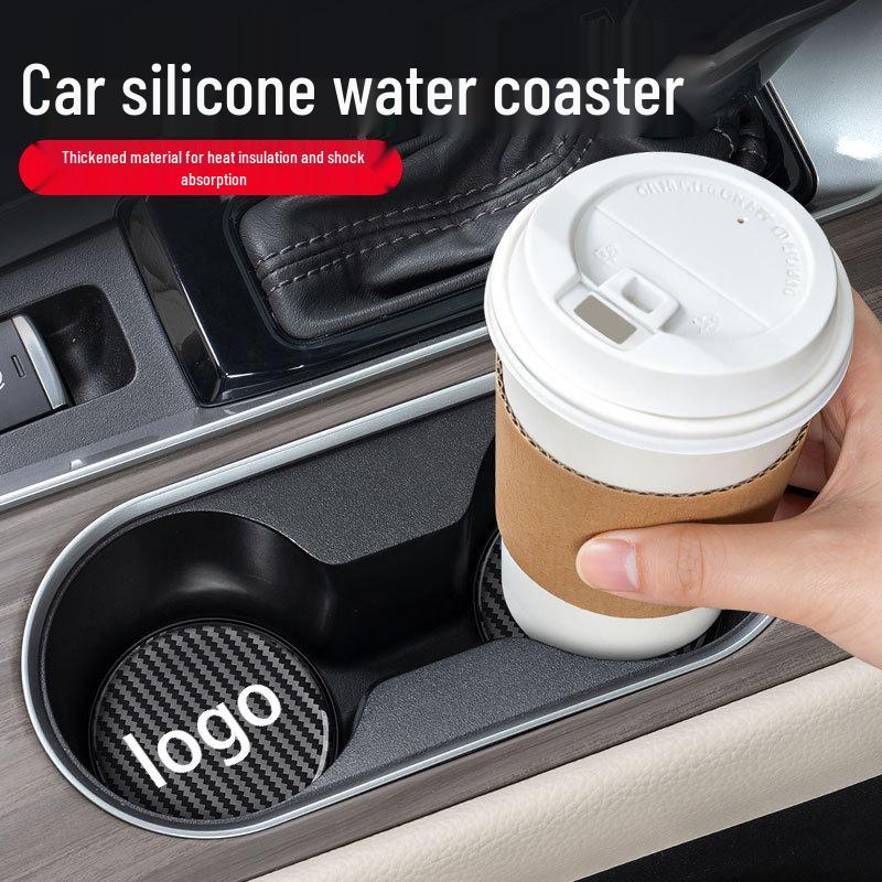 Carbon Fiber Textured Car Console Anti-Slip Cup Holder Pad