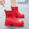 Rain Boots Women's Short Tube Rubber Shoes Adult Non Slip Water Boots Thick Soled Water Plus Velvet Short Thick Rain Women