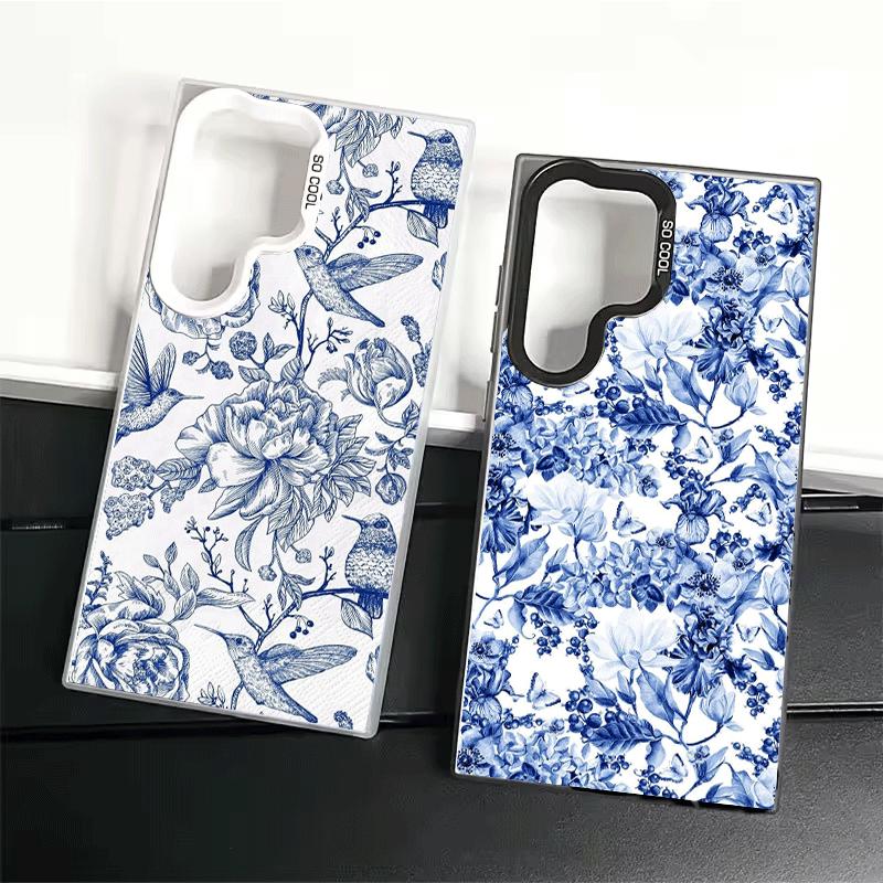Blue And White Porcelain Pattern Shockproof Phone Case for Samsung Galaxy S26 Edge S25 Ultra S24 FE S23 Plus S21 Cover Anti Fall