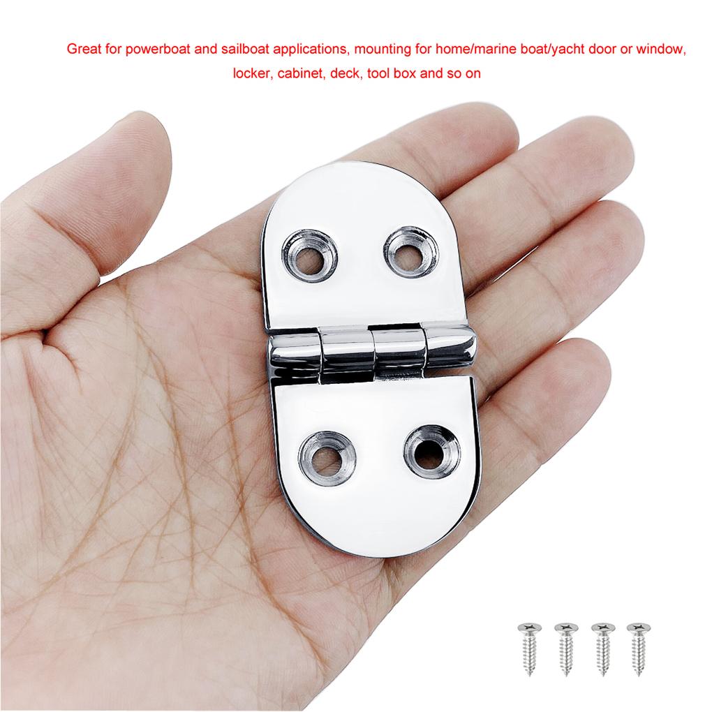 Door Hinge Stainless Steel Mirror Polished Floor Strap Hinges with Screws Decks Cabinet Hardware Parts Cupboard Window