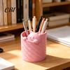 Pen Container 3D Printed Holder, Cat Shape Large Capacity Hollow Barrel Desk Organizer for Gel Pens Pencils Makeup Brushes, Cute Girlish Decor