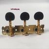 Gold Plated 3+3 Long Position Acoustic Guitar Tuning Pegs with Black Plastic Heads