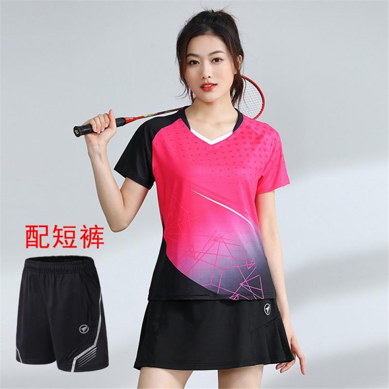 Unisex Badminton Sport Set Short Sleeve Top Shorts Men Women Kids Athletic Wear