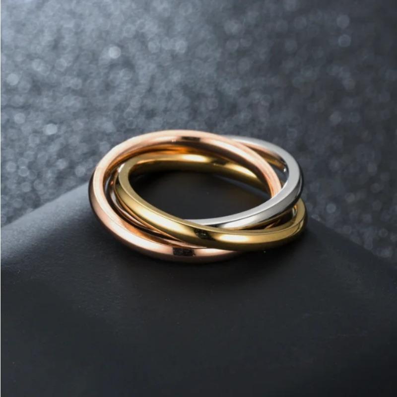 

Нержавеющая сталь мода классический стиль три кольца взаимосвязанных кольца для женщин мужчин ювелирные изделия подарки размер 5-11 9