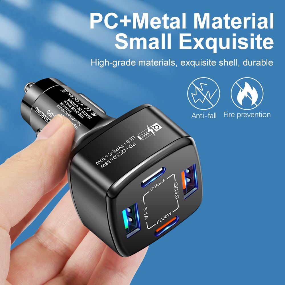 38W Dual PD USB Ports Car Fast Charger Type C USB 12V Adapter QC 3.0 Charging Laptop Powerful Cell Mobile Phone Charger for Car