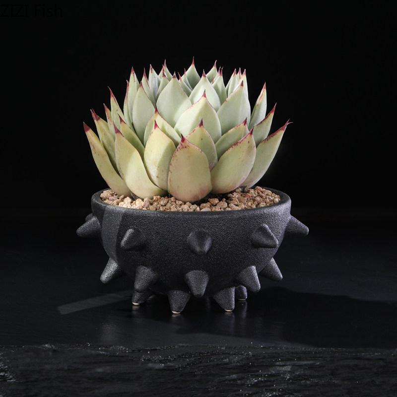Hemispherical Ceramic Vase with Prickly Flower Pot Table Decoration Flowers Arrangement Floral Vases Room Aesthetic Decor