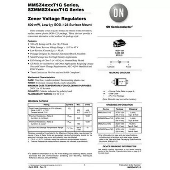 New SZMMSZ4678T1G SOD-123 Voltage Regulator Diode
