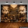 Two-dimensional flat photography backdrop party background curtain black and gold luxurious birthday celebrationzyc