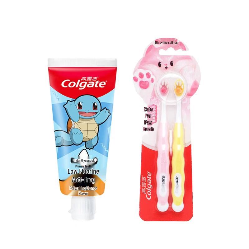 Colgate Kids Oral Care Set: Orange Toothpaste & Paw Toothbrush
