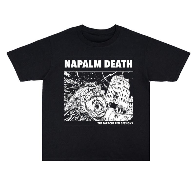 2025 Sommar Rock Napalm Death Band Tryckt Bomull Herr- och Dam T-shirt Hög Kvalitet Kortärmad Herr T-shirt