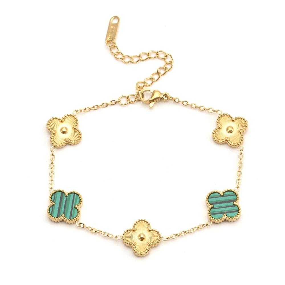 13MM Náramek čtyřlístek Titanová ocel Čtyřlístek Oboustranný náramek Bez ztráty barvy Náramek z titanové oceli