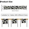 2/4Pcs Cow Table Runner Linen Table Cloth Rectangle Tablecloth Black and White Tablecloth Vintage Decorative Coffee Table Runner