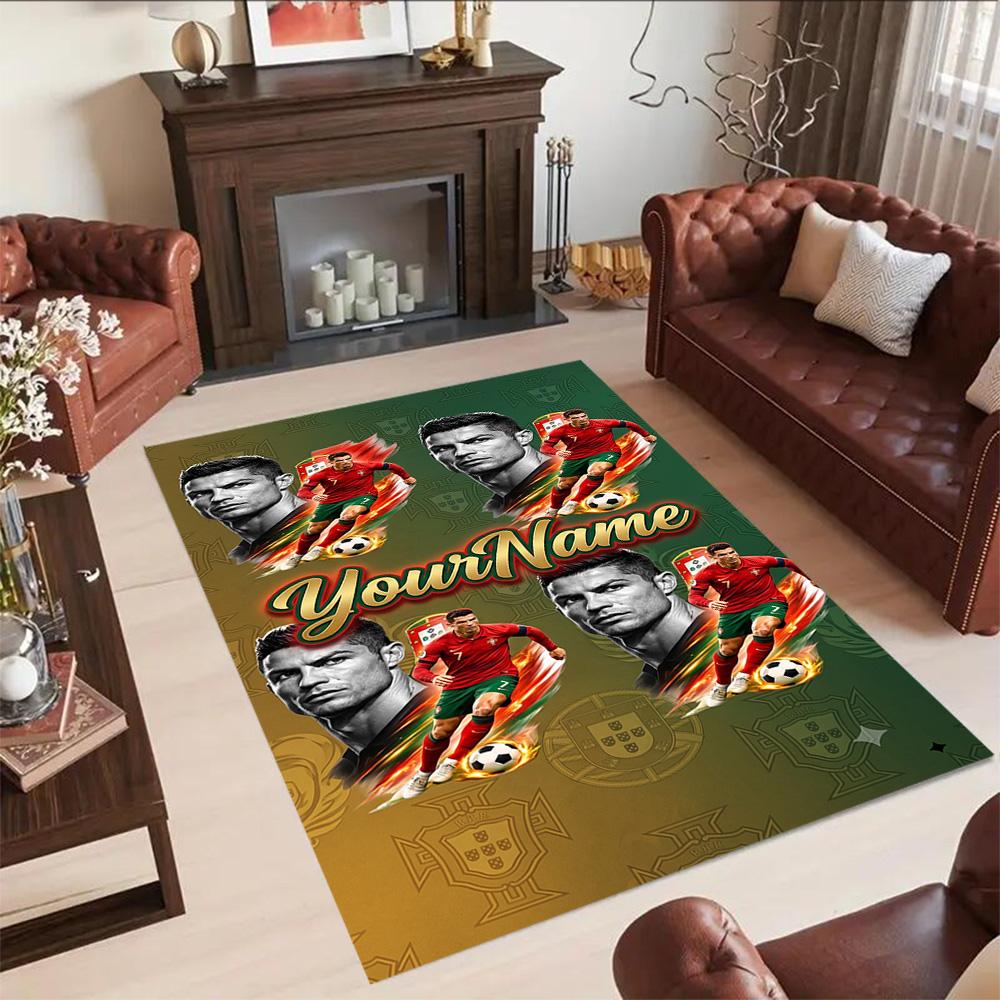 Cristiano Ronaldo 112 Customized Name Floor Rug Office Rug Suitable for Playrooms Dining Room Kitchen Bedrooms Antislip Carpet Decorate Offices
