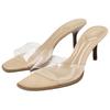 Zara Lightweight Elegant Mule Shoes Plastic Square Toe High Heel Anti-Friction Slide Sandals Women footwear Light-Beige 12362510111
