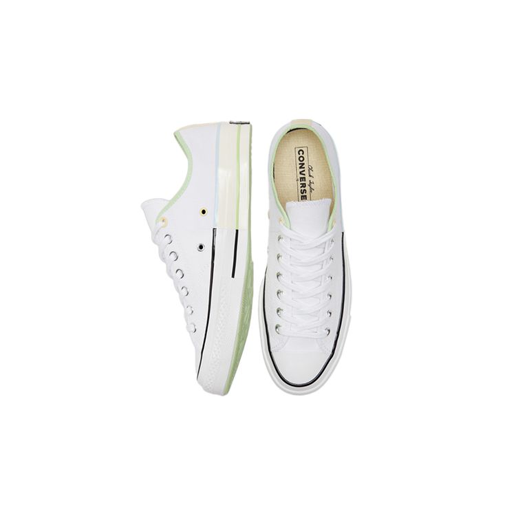 Converse Chuck 70 Low White Green Unisex Sneakers Ivory Blue 171181C