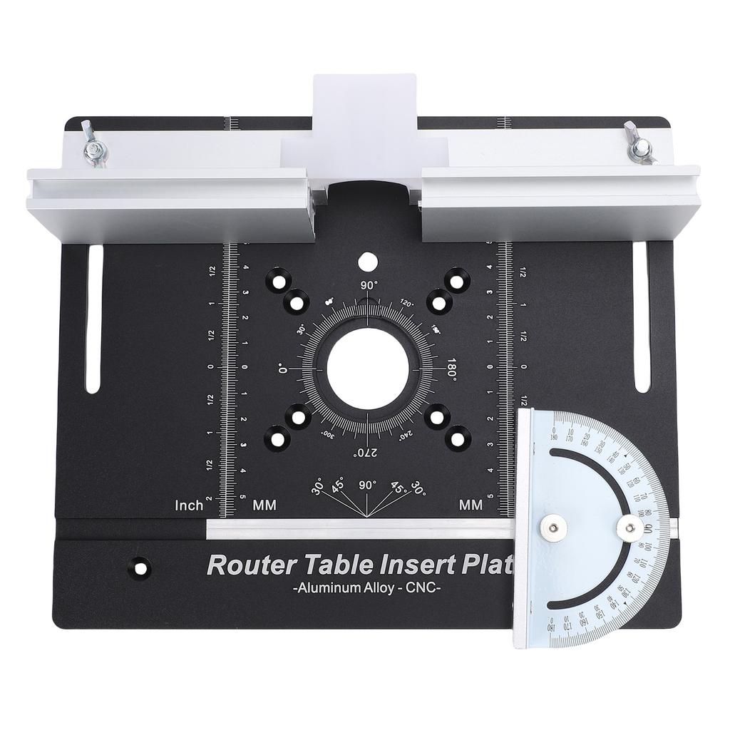Router Table Insert Plate with Miter Guide Aluminum Alloy Woodworking Bench Flip Board for Slotting Trimming Black MM