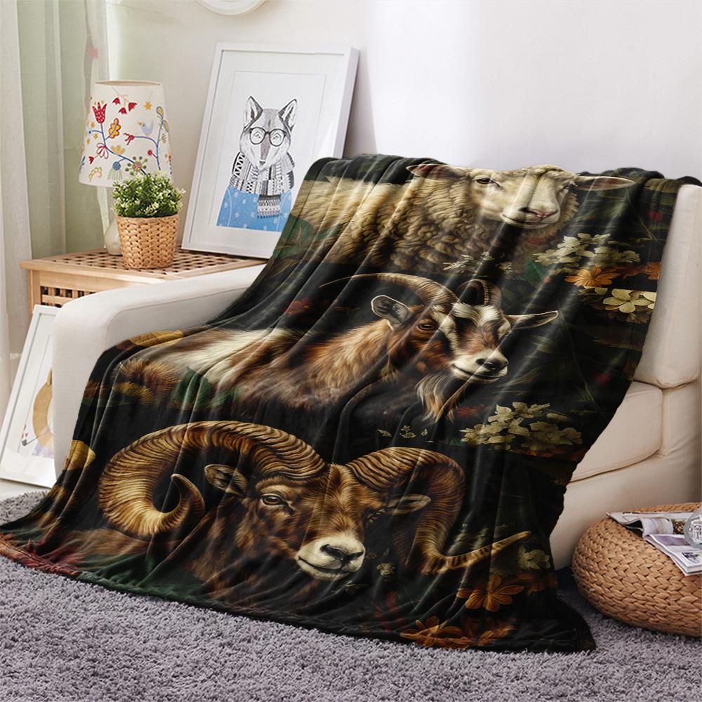 1 ks Flanelová deka s retro potiskem, Vysoce kvalitní, Pohodlná pro všechna roční období, Domácí dekorace, Teplo a pohodlí