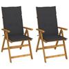 Day and Night - Day and Night Reclining Garden Chairs 2 Pcs Solid Acacia Wood Cushions