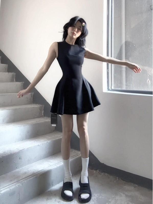 Summer Knit Cotton Blend Sleeveless High Waist Aline Dress For Teen Girls