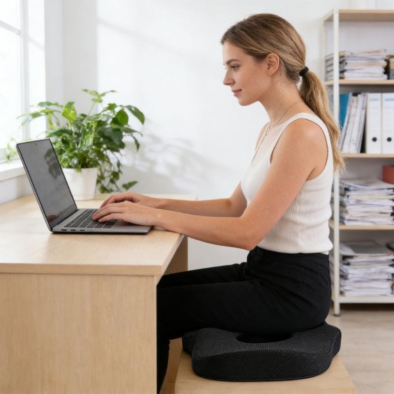 Comfortable Support Seat Pad With Central ventilation For Office Chair And Car Seat Soft Fabric Design