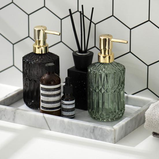 Glas Lotionflaska Halkfri Botten Transparent Design Stor Kapacitet Flytande Dispenser Hemma Accessoar