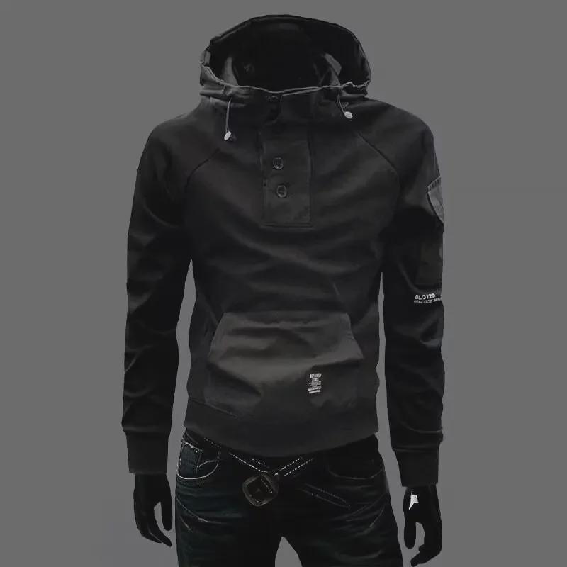 Men's Trendy 2024 Patchwork Hooded Sweatshirt - Spring & Autumn Collection