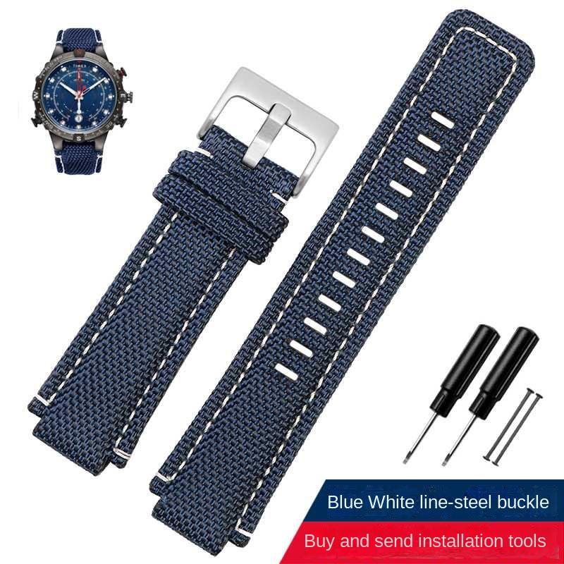 24*16MM Für TIMEX Gezeiten Canvas Konvexes Armband Herren Kompass Armband T2N721 T2N720 TW2T76500 TW2T76300 Serie Nylon Uhrenarmband